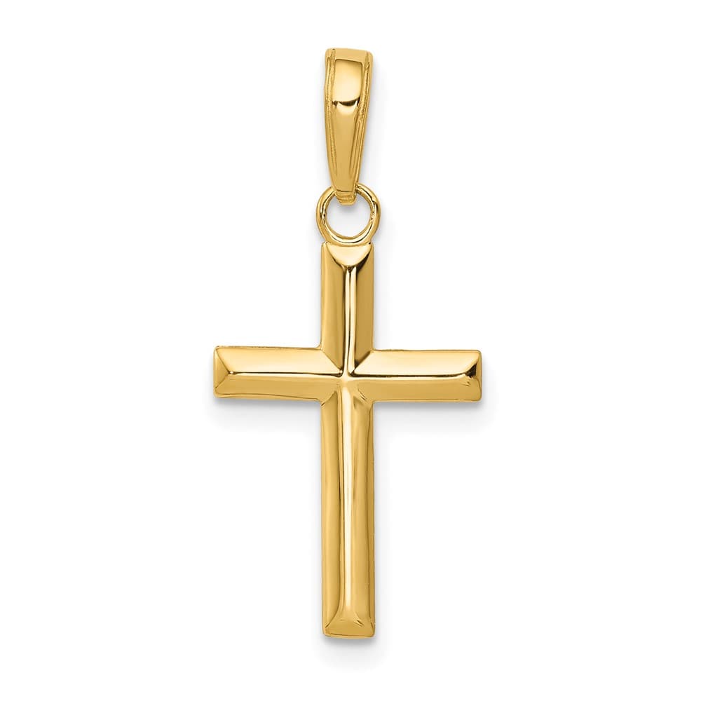 10K Yellow Gold Solid Polished Medium Latin Cross Pendant
