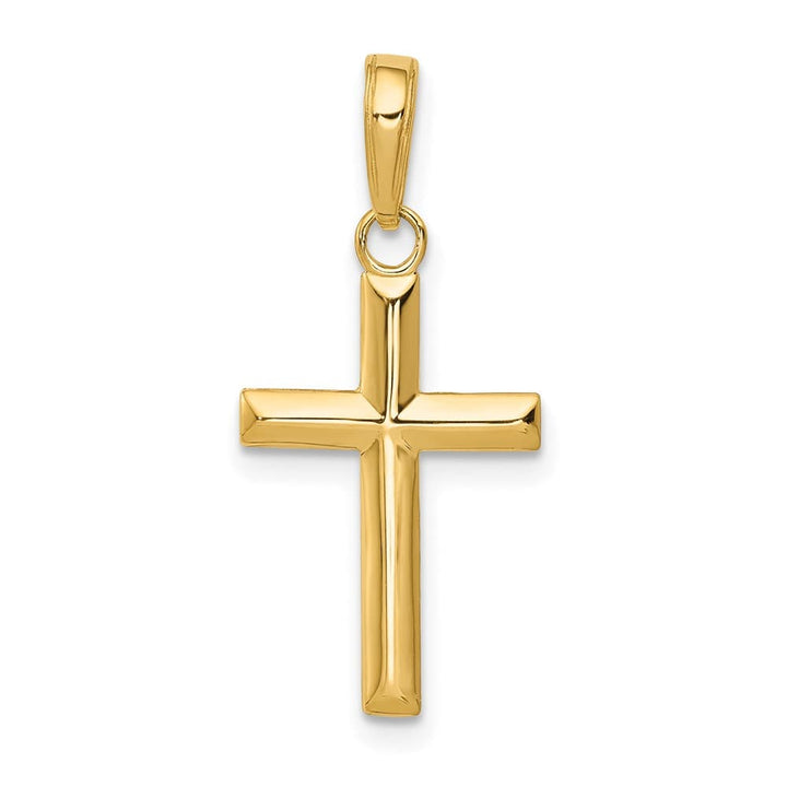 10K Yellow Gold Solid Polished Medium Latin Cross Pendant