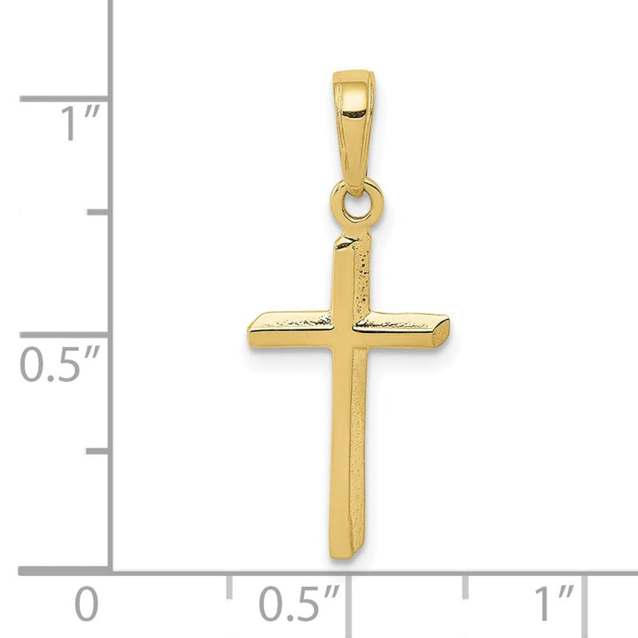 10K Yellow Gold Solid Polished Medium Latin Cross Pendant