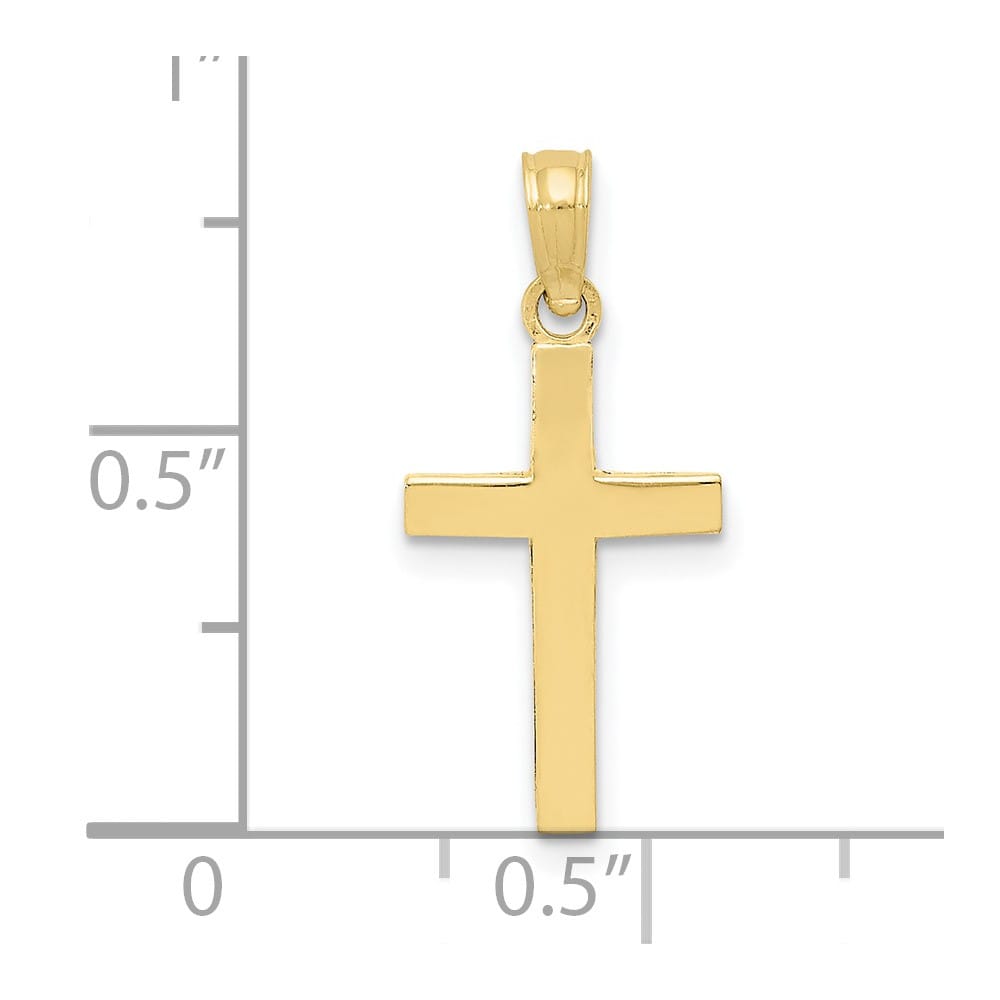 10K Yellow Gold Solid Polished Medium Latin Cross Pendant