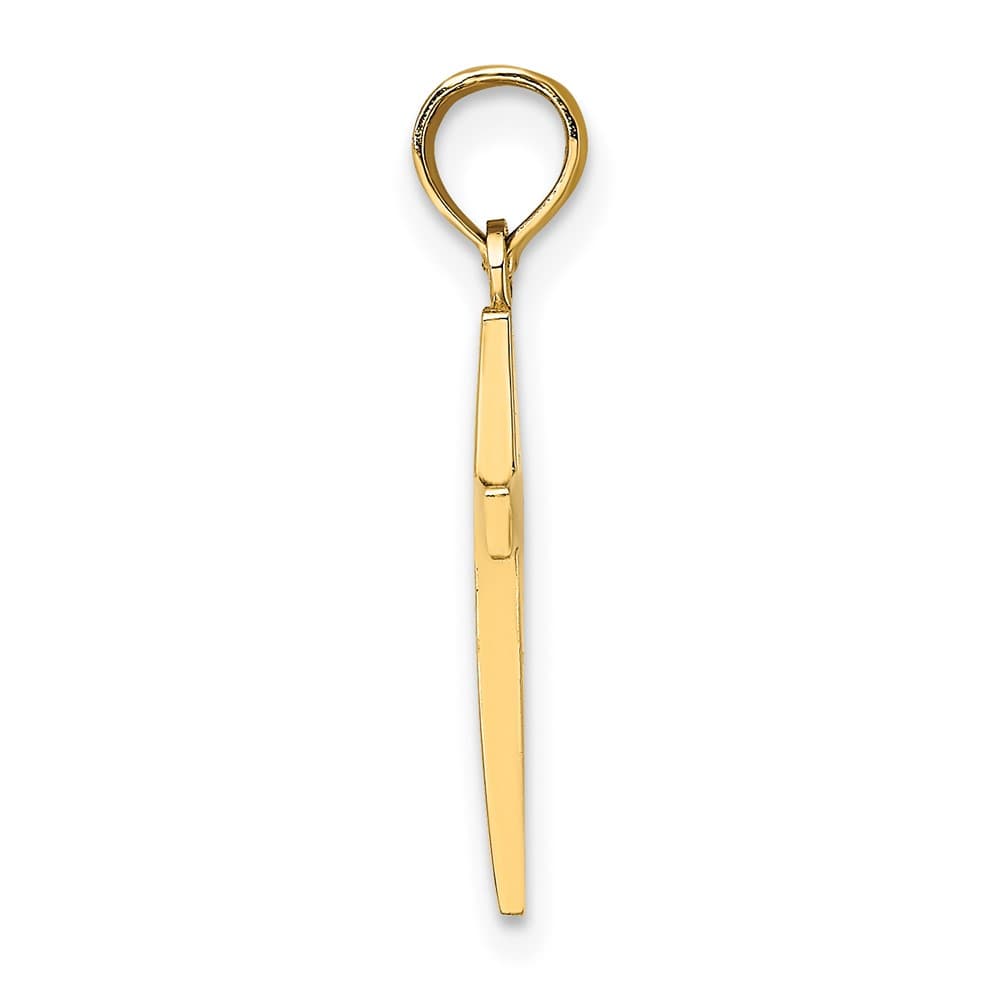 10K Yellow Gold Solid Polished Medium Latin Cross Pendant