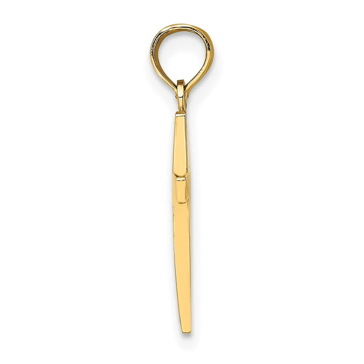 10K Yellow Gold Solid Polished Medium Latin Cross Pendant