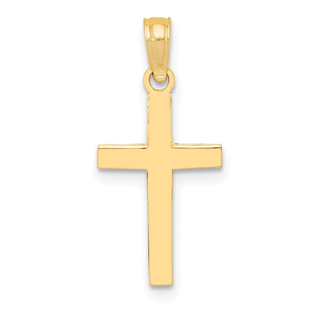 10K Yellow Gold Solid Polished Medium Latin Cross Pendant
