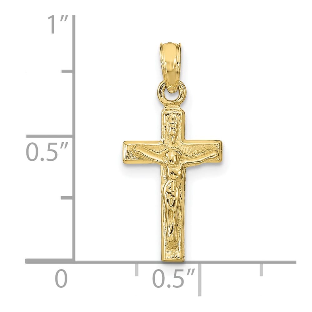 10K Yellow Gold Solid Polished Medium Latin Crucifix Pendant