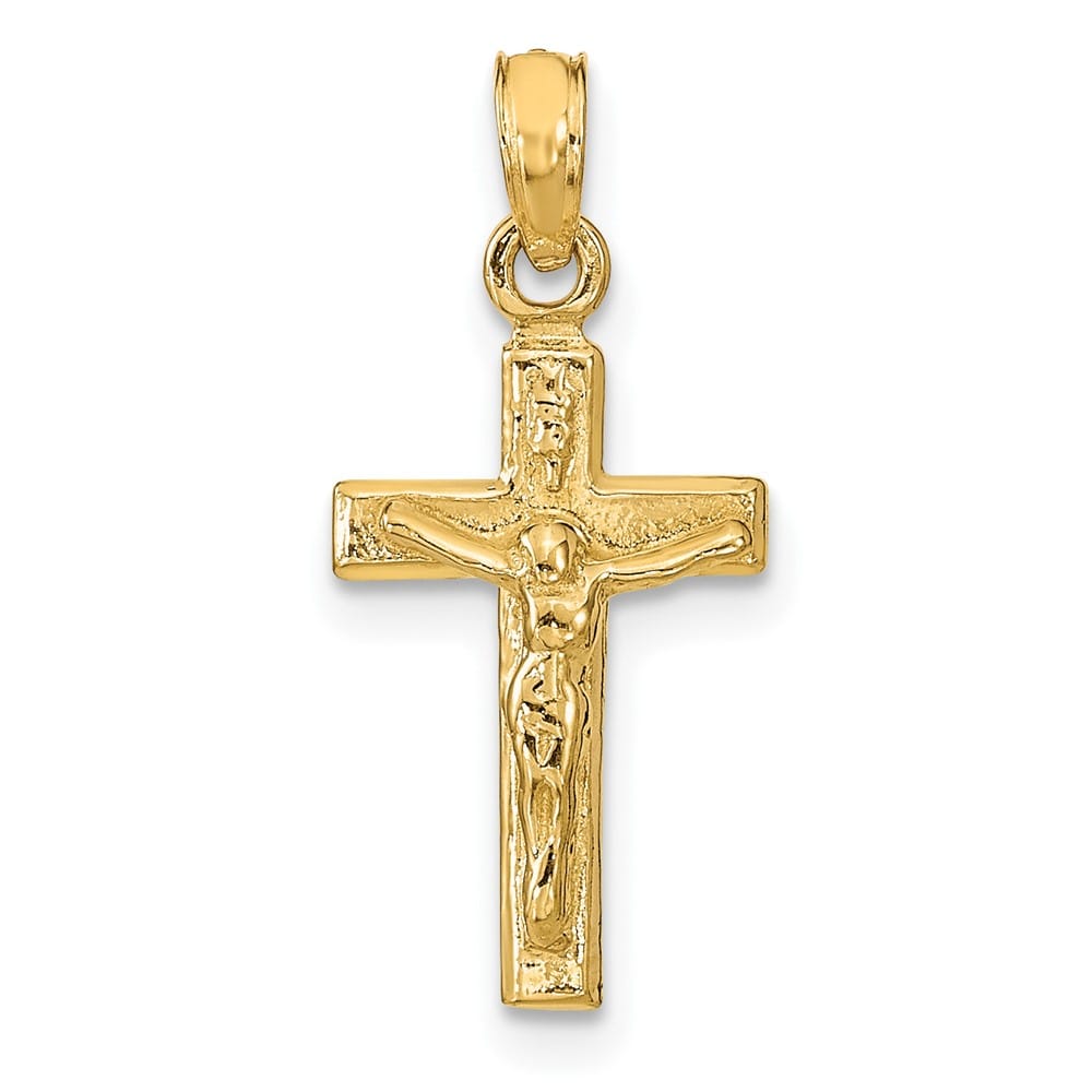 10K Yellow Gold Solid Polished Medium Latin Crucifix Pendant