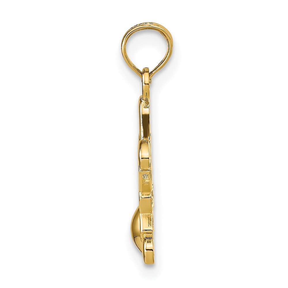 10K Yellow Gold Solid Polished Medium Little Boy Upside Down Pendant