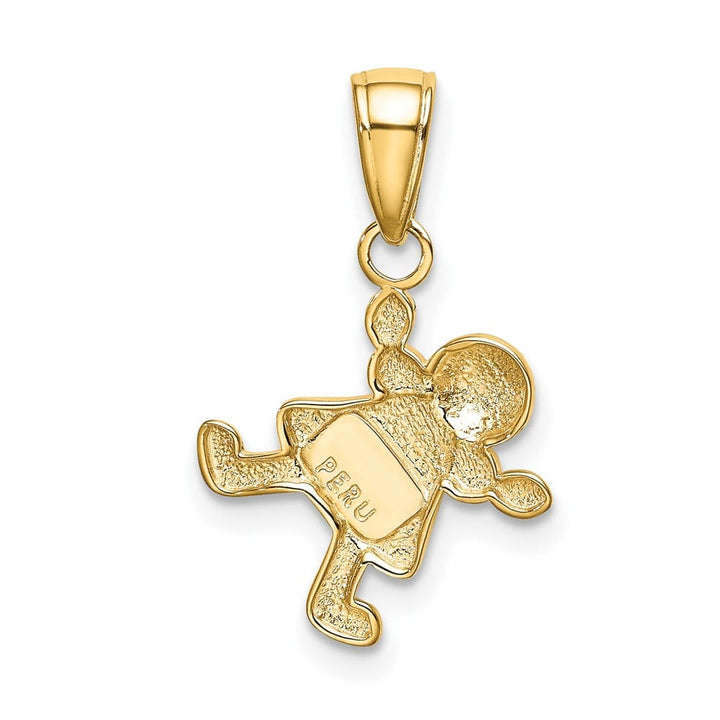 10K Yellow Gold Solid Polished Medium Little Girl Cartwheel Charm