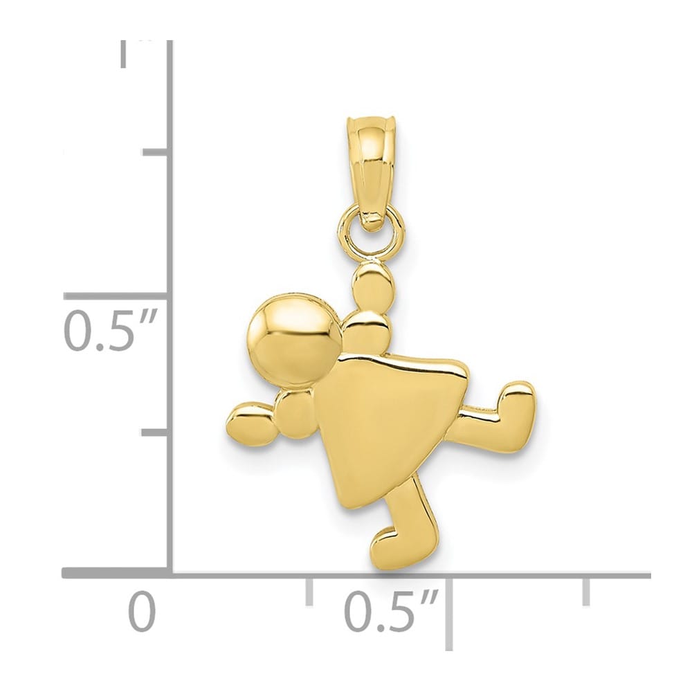 10K Yellow Gold Solid Polished Medium Little Girl Cartwheel Charm