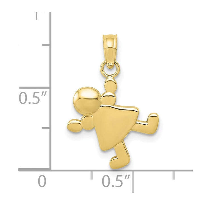 10K Yellow Gold Solid Polished Medium Little Girl Cartwheel Charm