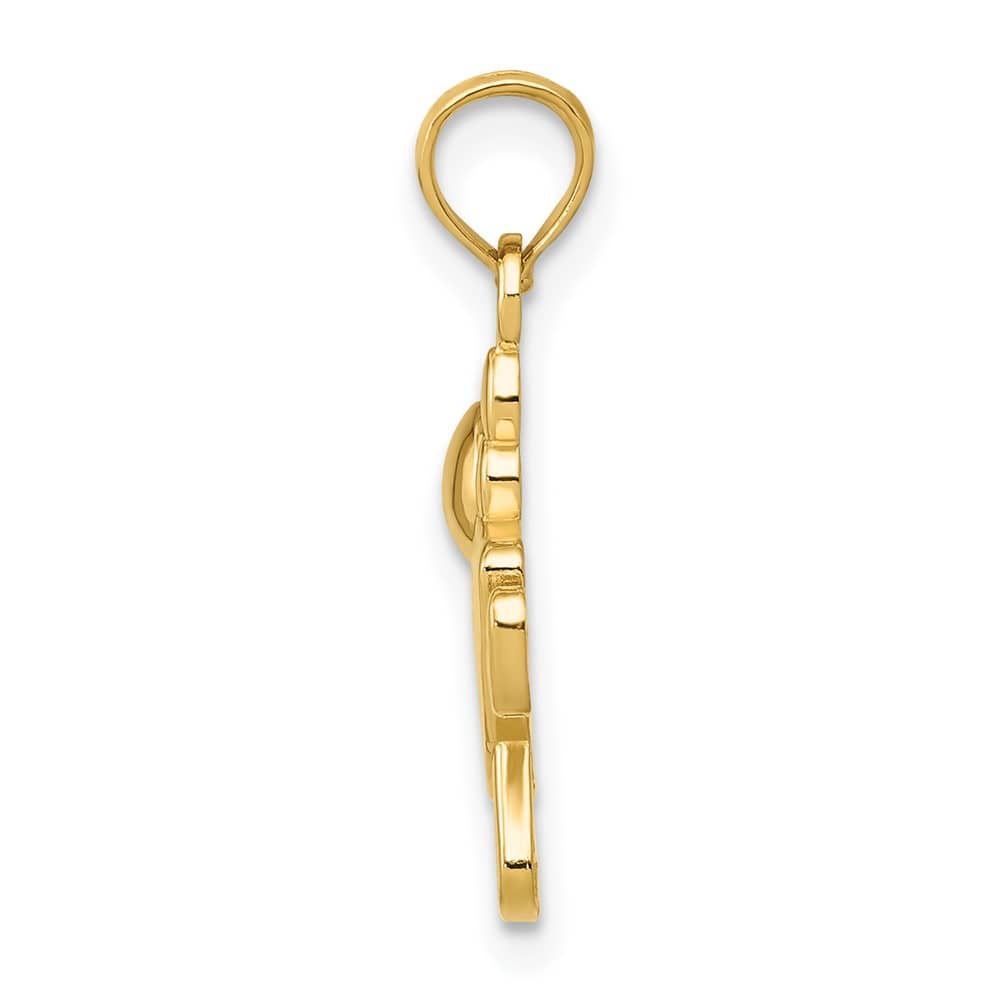 10K Yellow Gold Solid Polished Medium Little Girl Cartwheel Charm