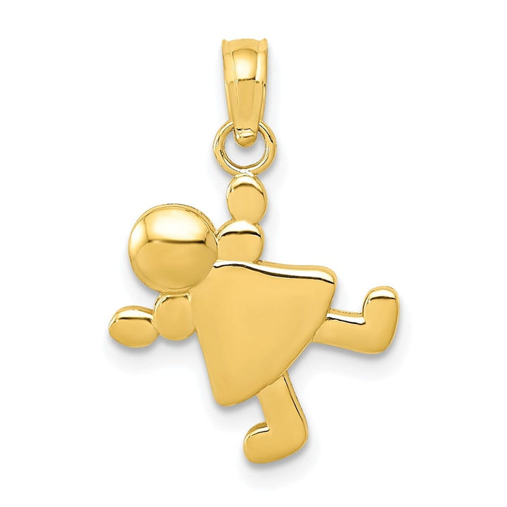 10K Yellow Gold Solid Polished Medium Little Girl Cartwheel Charm