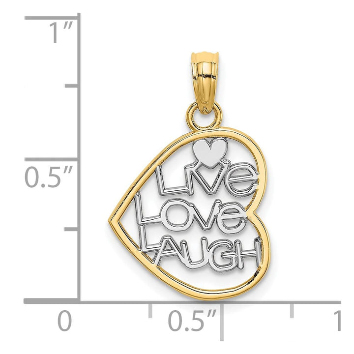 10K Yellow Gold Solid Polished Medium Live Love Laugh in Heart Charm