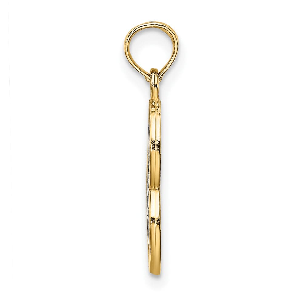 10K Yellow Gold Solid Polished Medium Live Love Laugh in Heart Charm