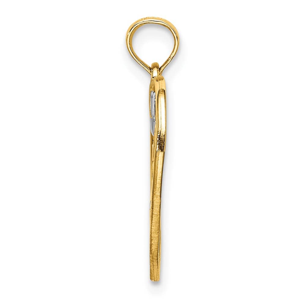10K Yellow Gold Solid Polished Medium Love with Hearts Pendant