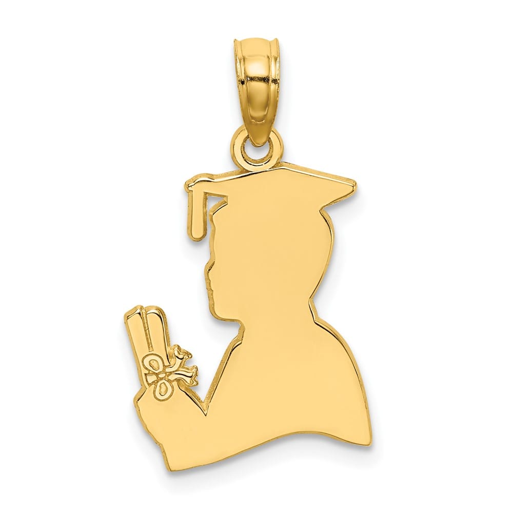 10K Yellow Gold Solid Polished Medium Male Graduation Profile Charm