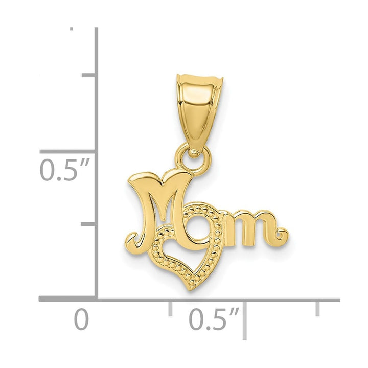 10K Yellow Gold Solid Polished Medium MOM with Heart Pendant