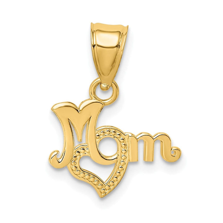 10K Yellow Gold Solid Polished Medium MOM with Heart Pendant