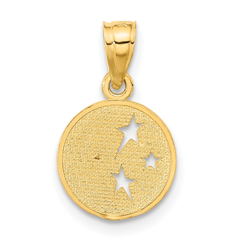 10K Yellow Gold Solid Polished Medium Moon and Stars Pendant