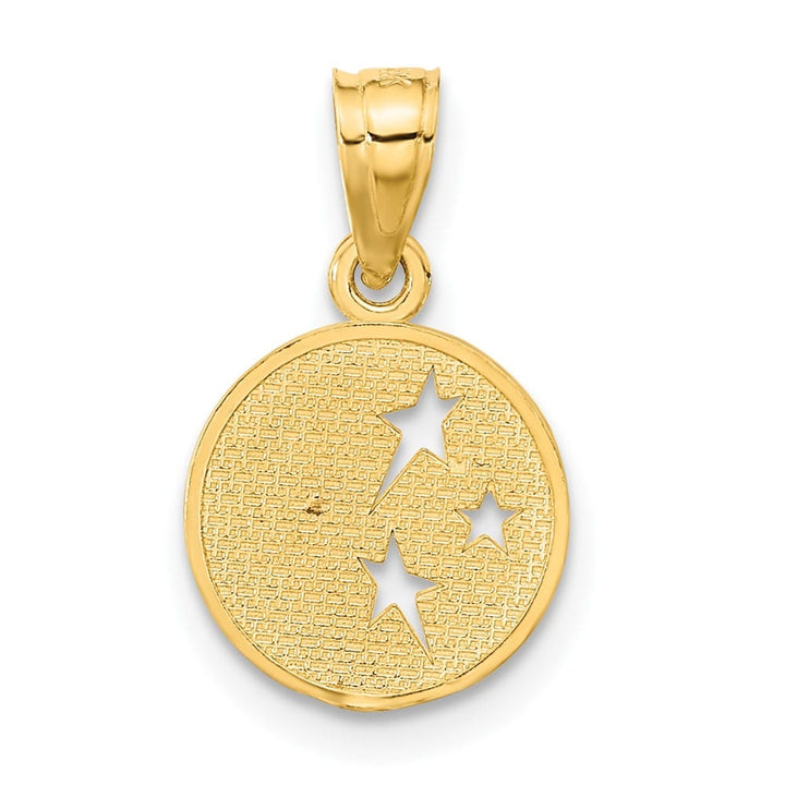 10K Yellow Gold Solid Polished Medium Moon and Stars Pendant
