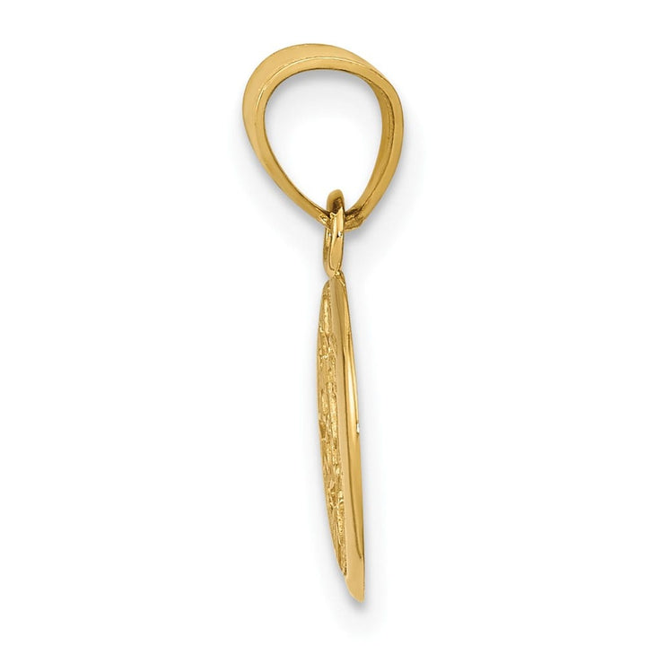 10K Yellow Gold Solid Polished Medium Moon and Stars Pendant