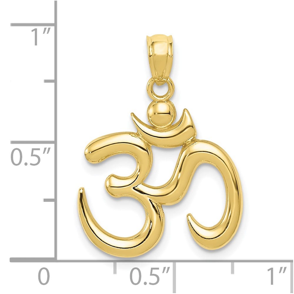 10K Yellow Gold Solid Polished Medium Om Symbol Pendant