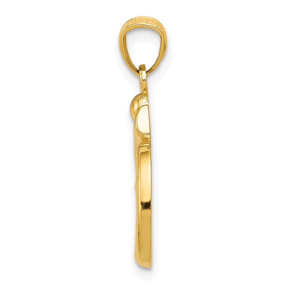 10K Yellow Gold Solid Polished Medium Om Symbol Pendant