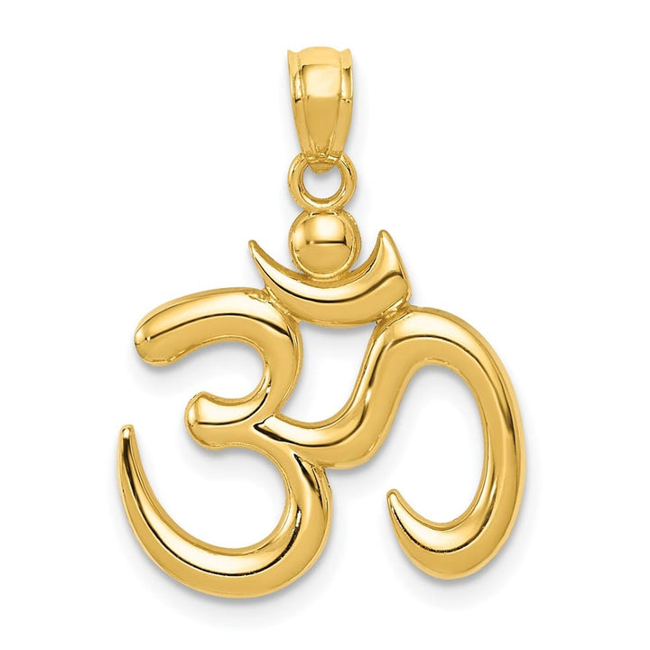 10K Yellow Gold Solid Polished Medium Om Symbol Pendant