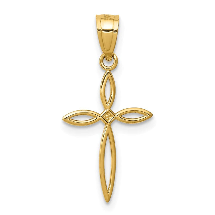 10K Yellow Gold Solid Polished Medium Passion Cross Charm