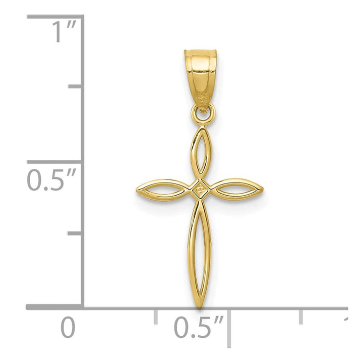 10K Yellow Gold Solid Polished Medium Passion Cross Charm