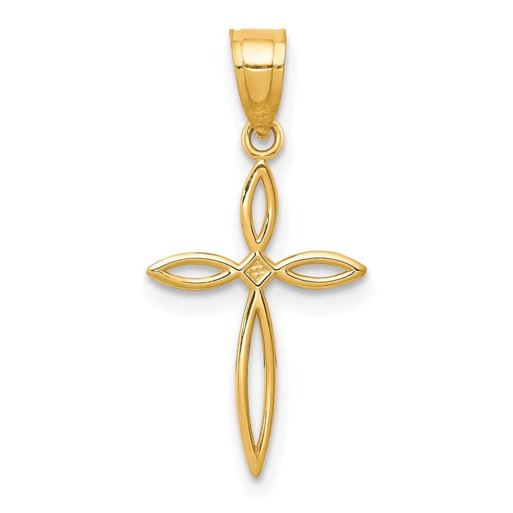 10K Yellow Gold Solid Polished Medium Passion Cross Charm