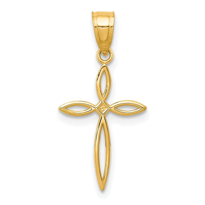 10K Yellow Gold Solid Polished Medium Passion Cross Charm