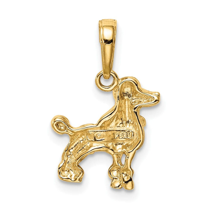 10K Yellow Gold Solid Polished Medium Poodle Dog Pendant