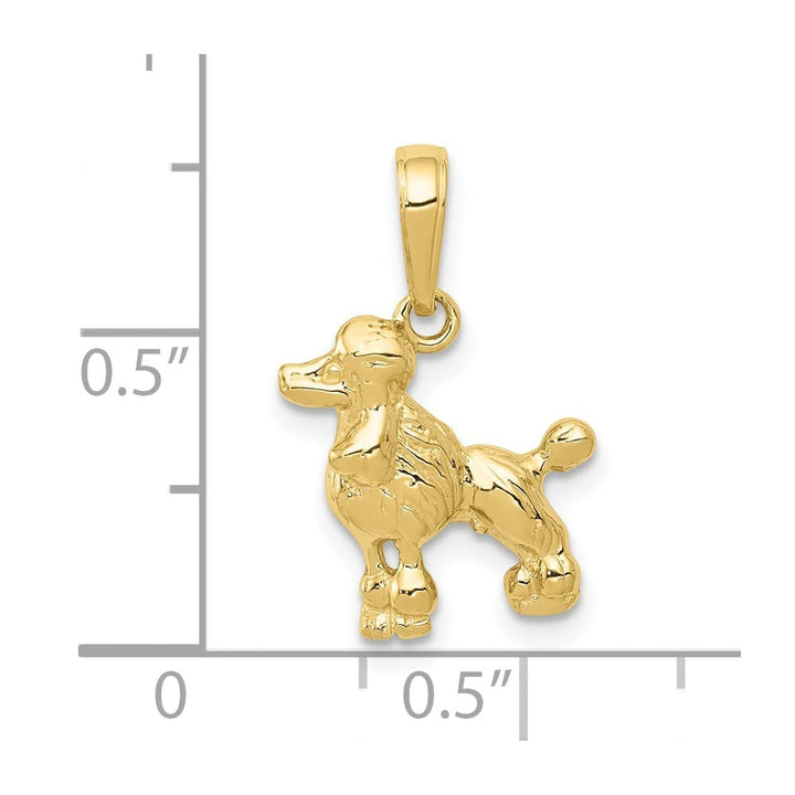 10K Yellow Gold Solid Polished Medium Poodle Dog Pendant
