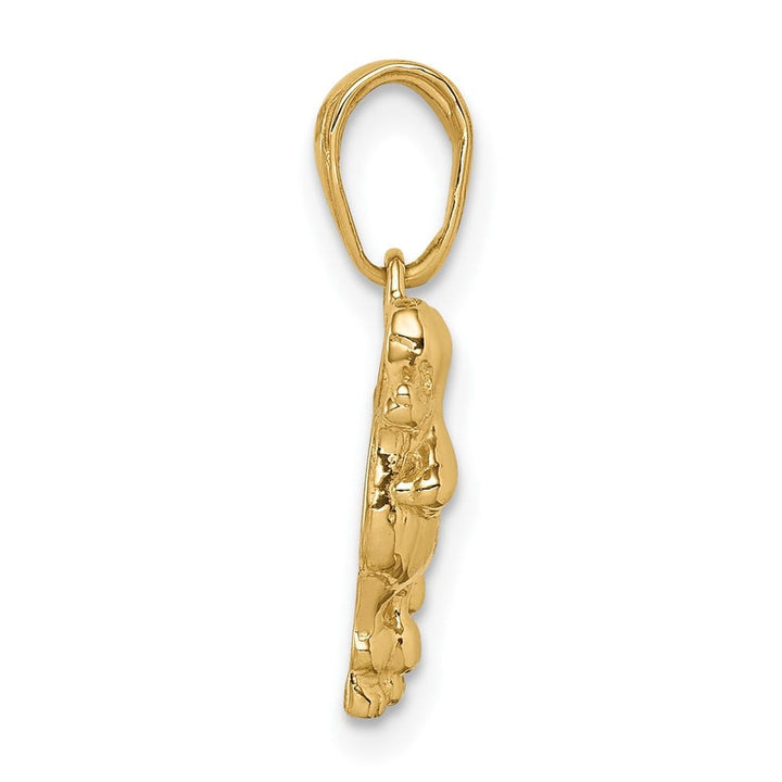 10K Yellow Gold Solid Polished Medium Poodle Dog Pendant
