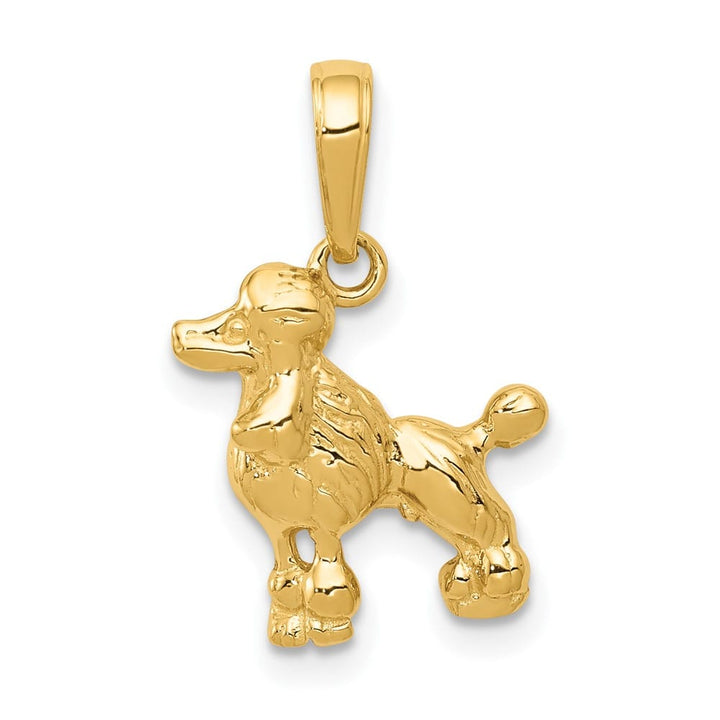 10K Yellow Gold Solid Polished Medium Poodle Dog Pendant