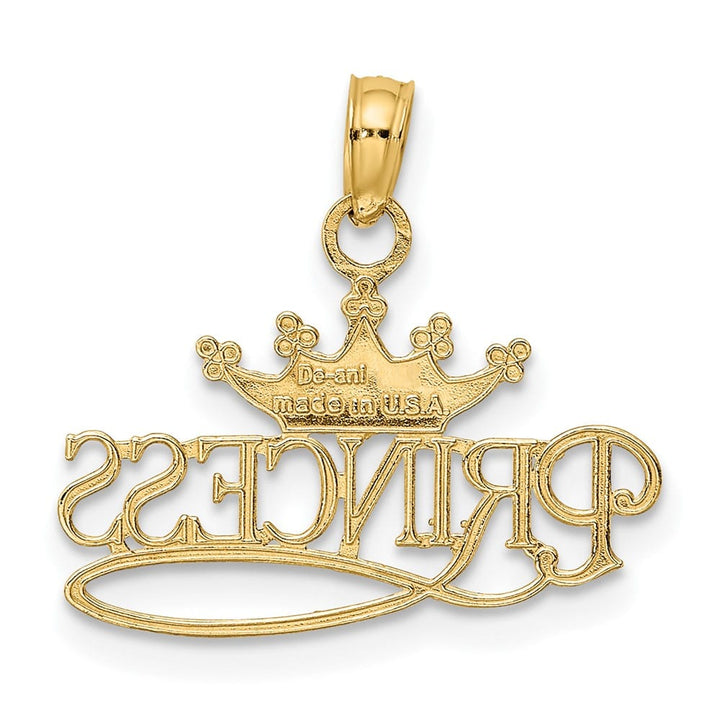 10K Yellow Gold Solid Polished Medium Princess with Crown Charm