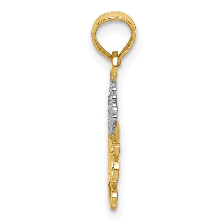 10K Yellow Gold Solid Polished Medium Princess with Crown Charm