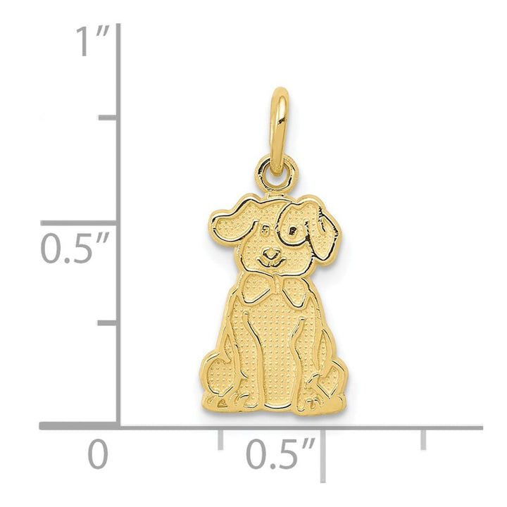10K Yellow Gold Solid Polished Medium Puppy Dog Charm