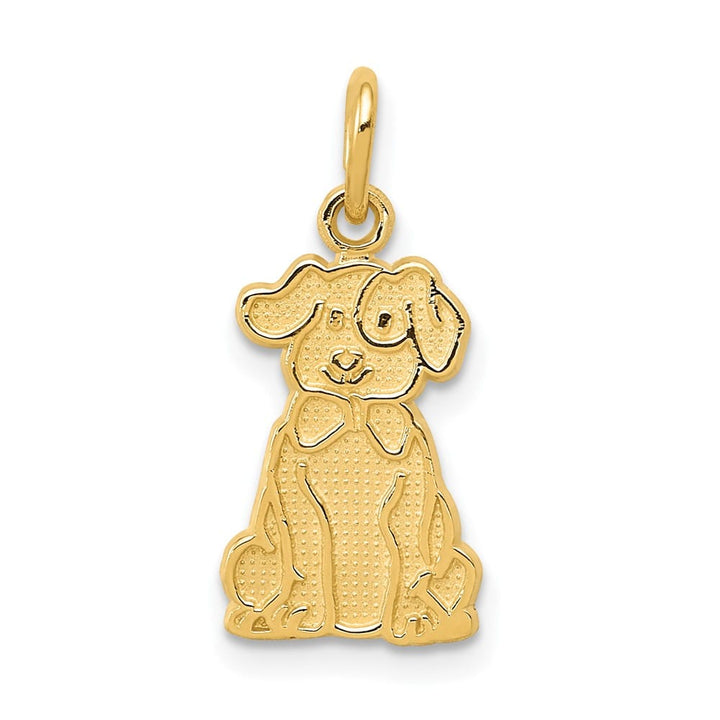 10K Yellow Gold Solid Polished Medium Puppy Dog Charm