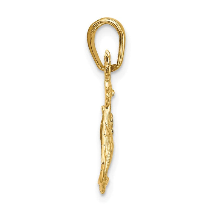 10K Yellow Gold Solid Polished Medium Reindeer Pendant