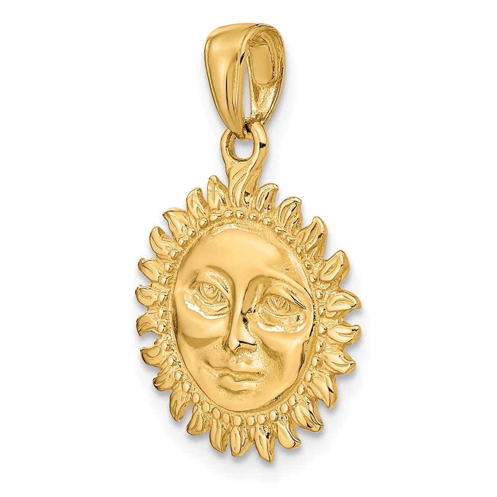 10K Yellow Gold Solid Polished Medium Reversible Sun Pendant