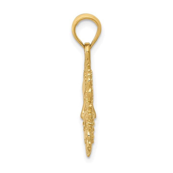 10K Yellow Gold Solid Polished Medium Reversible Sun Pendant