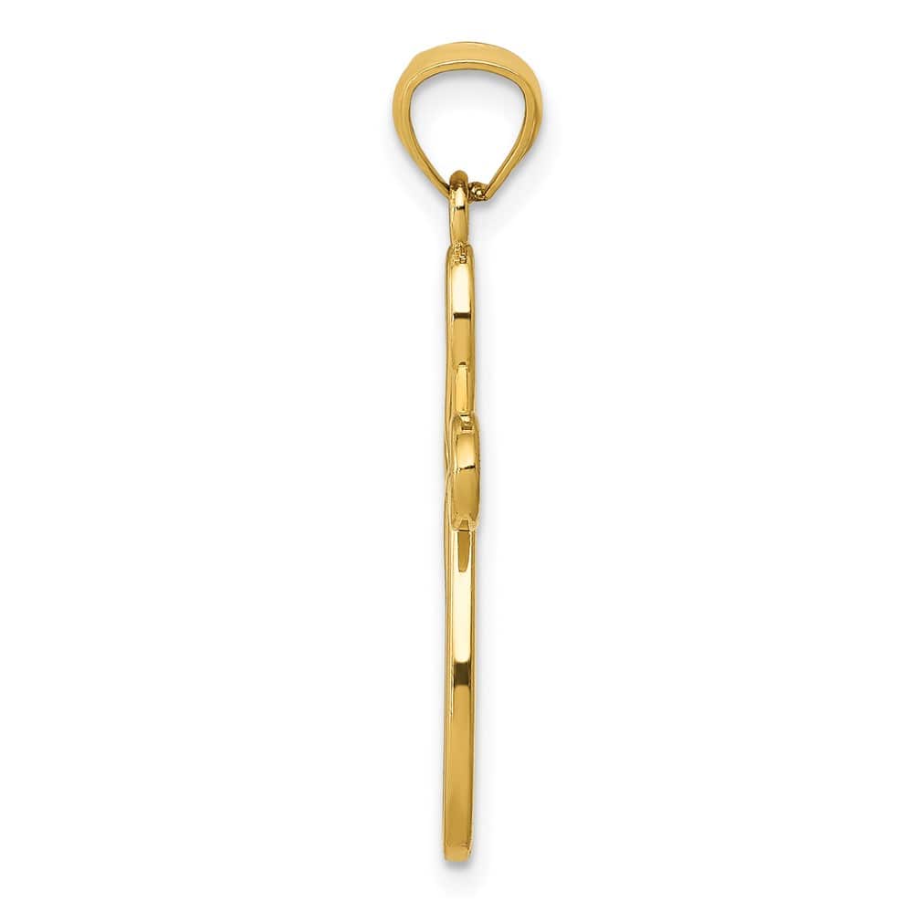 10K Yellow Gold Solid Polished Medium Ribbon Passion Cross Pendant