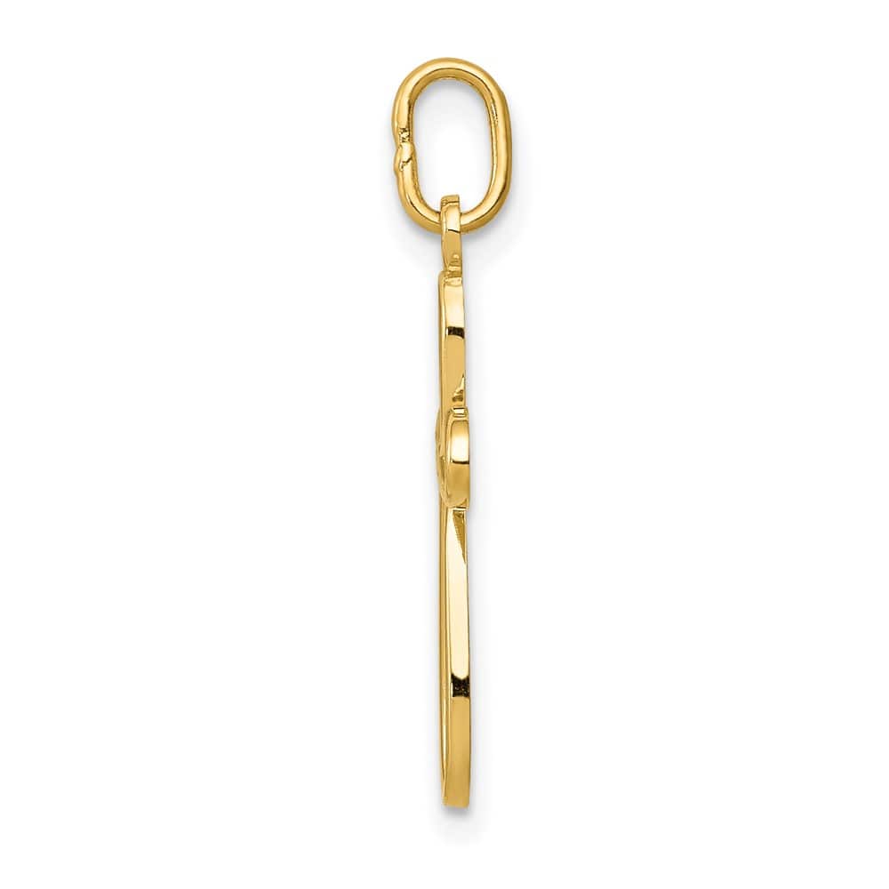 10K Yellow Gold Solid Polished Medium Ribbon Passion Cross Pendant