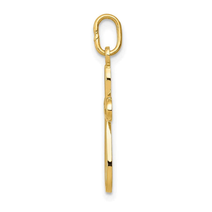 10K Yellow Gold Solid Polished Medium Ribbon Passion Cross Pendant