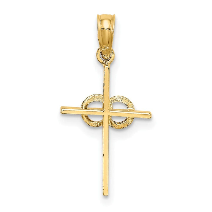 10K Yellow Gold Solid Polished Medium Rings Wedding Latin Cross Charm