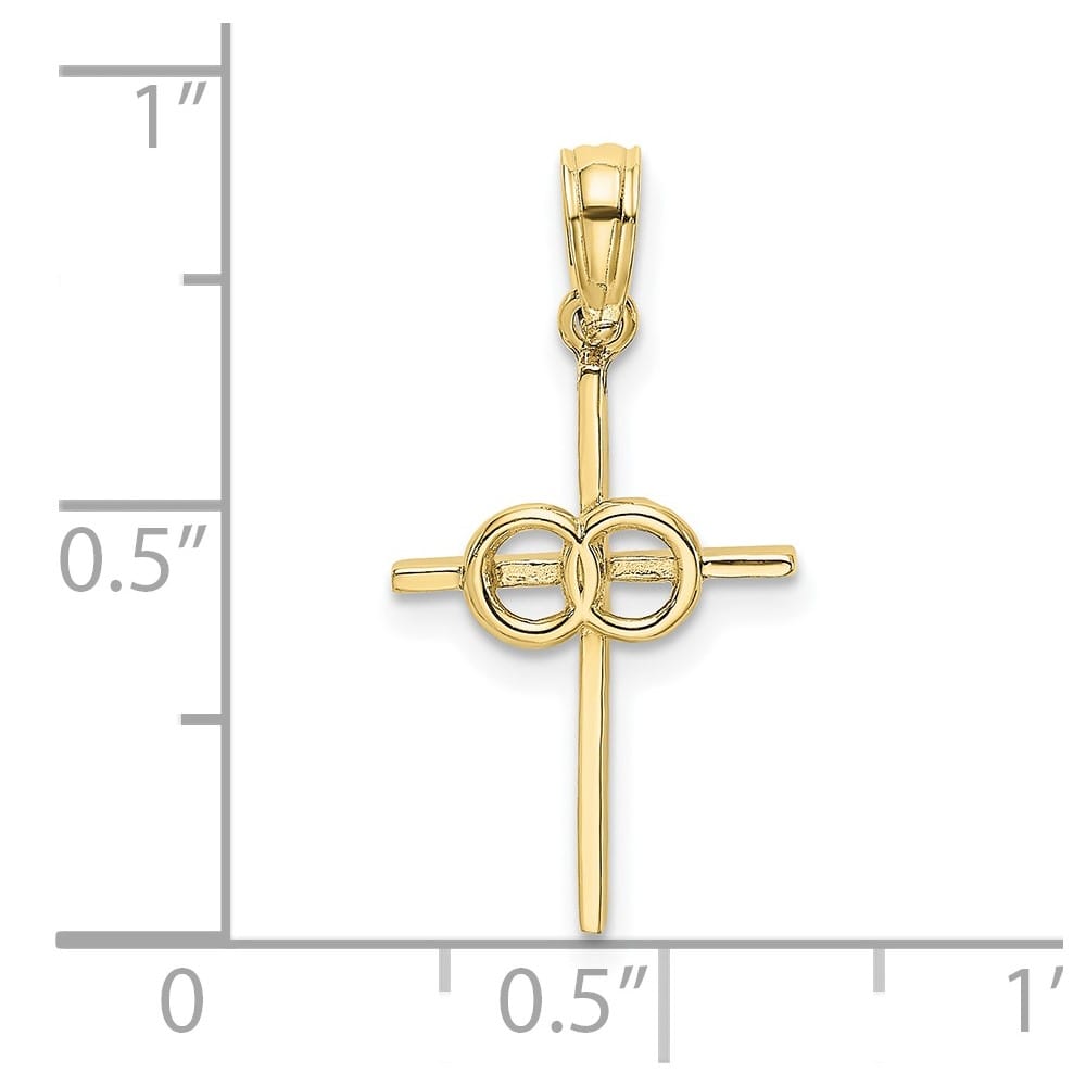 10K Yellow Gold Solid Polished Medium Rings Wedding Latin Cross Charm