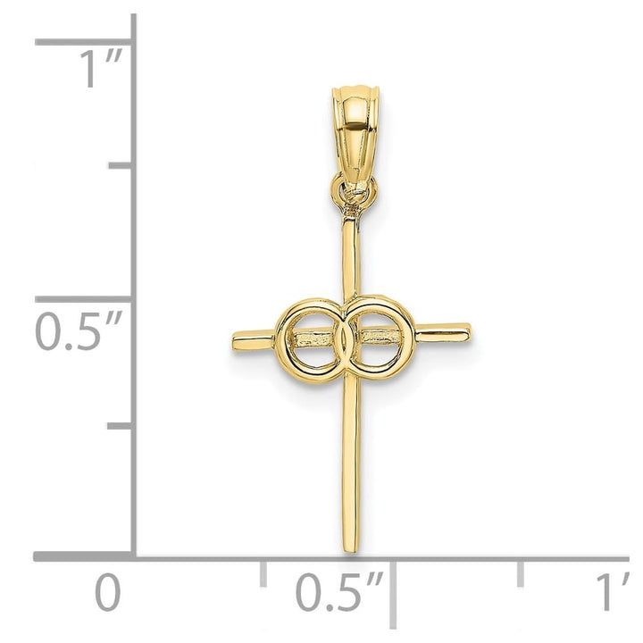 10K Yellow Gold Solid Polished Medium Rings Wedding Latin Cross Charm