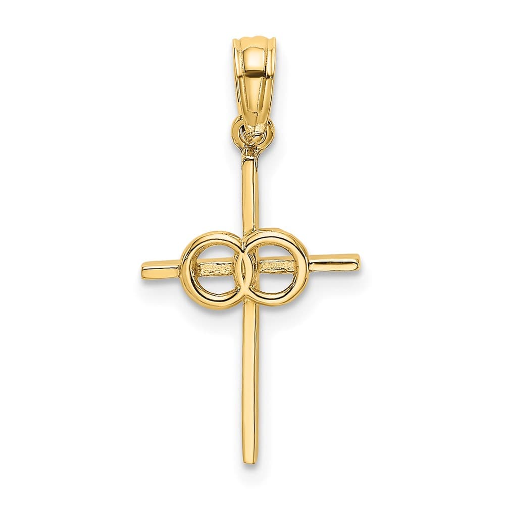 10K Yellow Gold Solid Polished Medium Rings Wedding Latin Cross Charm
