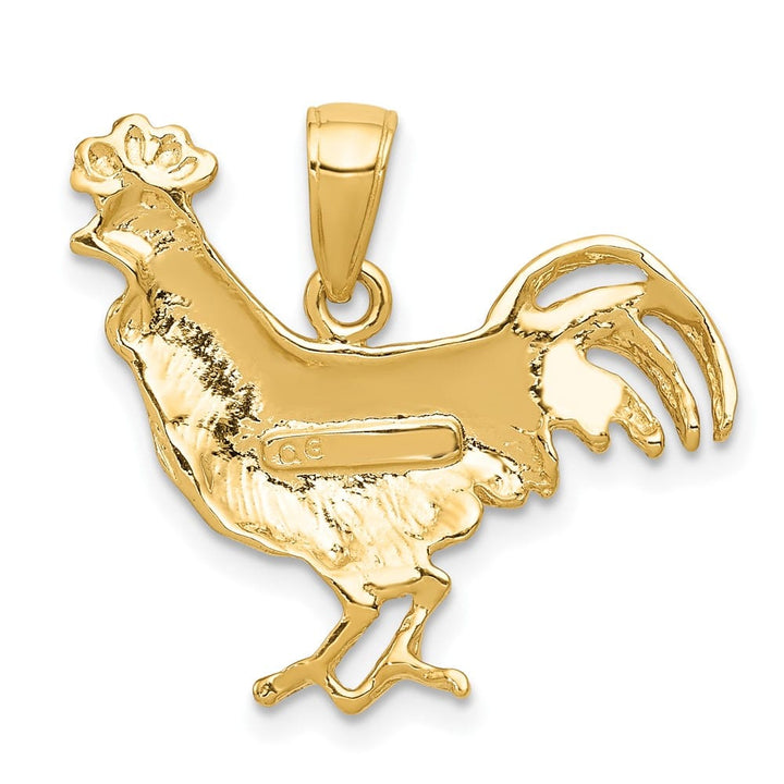10K Yellow Gold Solid Polished Medium Rooster Pendant